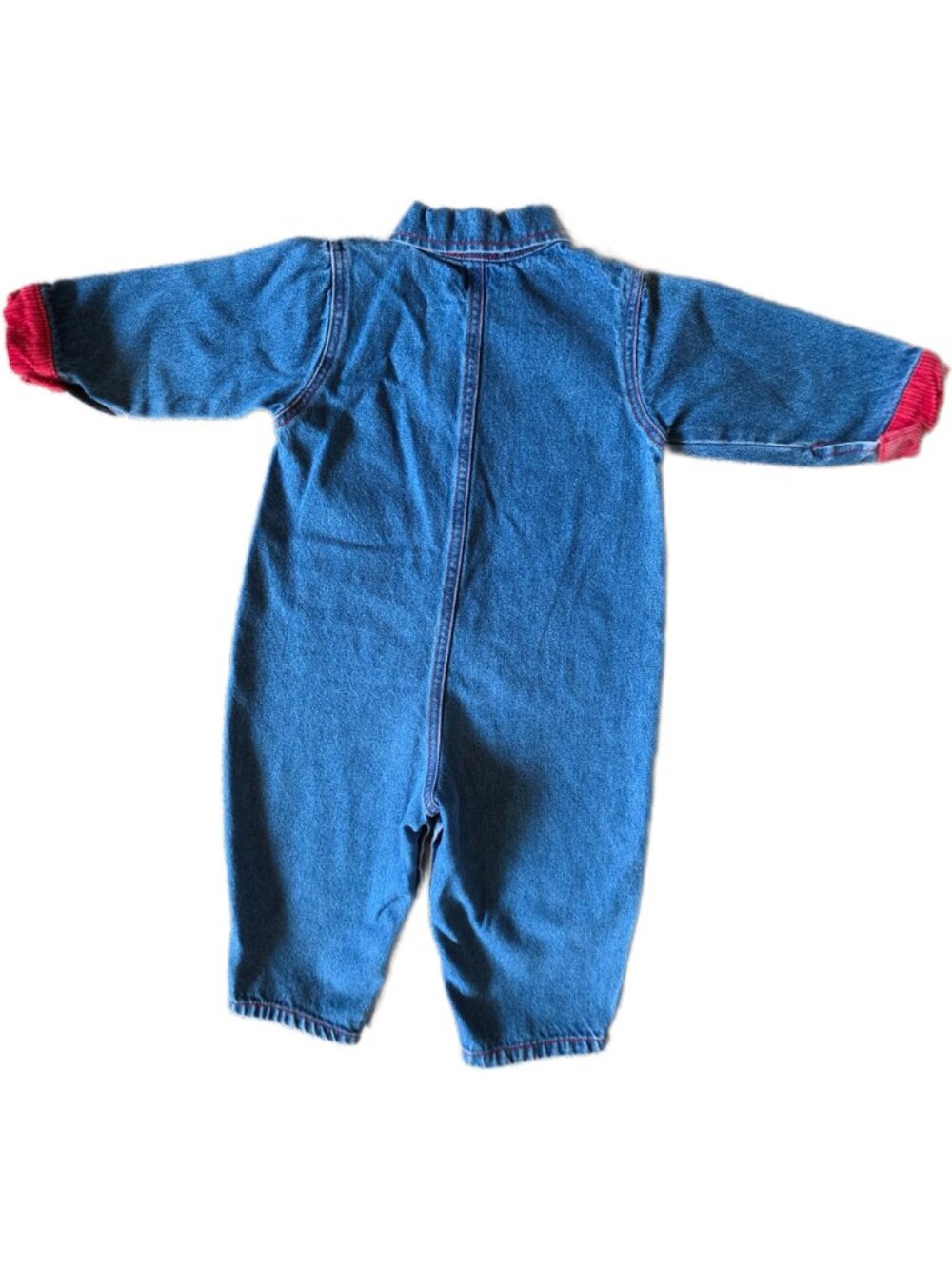 VTG 90s Disney Winnie the Pooh Denim Romper Jumpsuit 18M Bentex In Out Coverall - Picture 2 of 12
